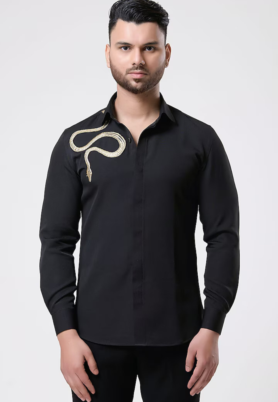 Black Shirt Embroidered