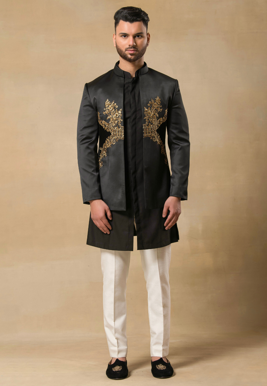 Black bundi Kurta set for Men  