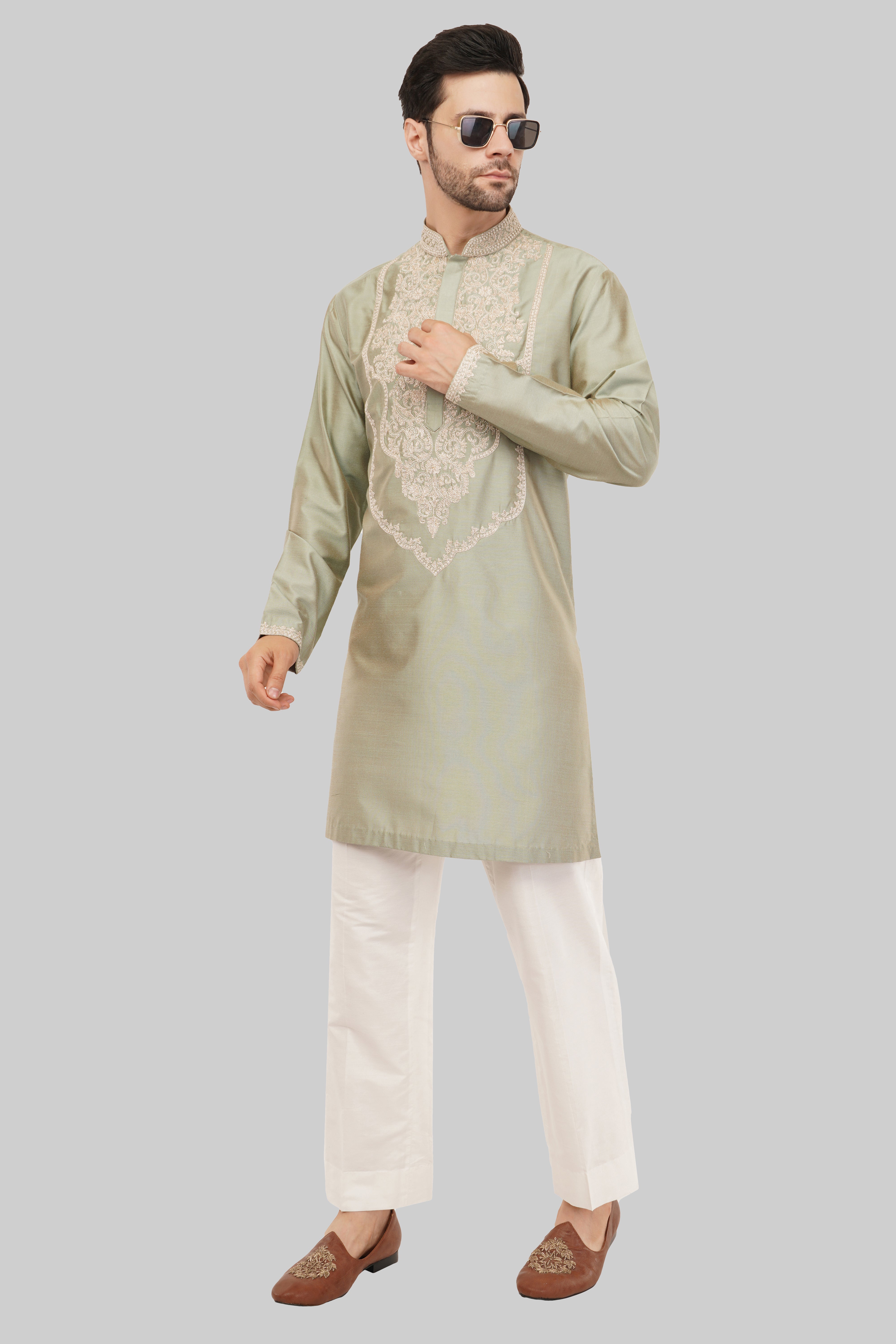 Stylish Pista Green Kurta for Men