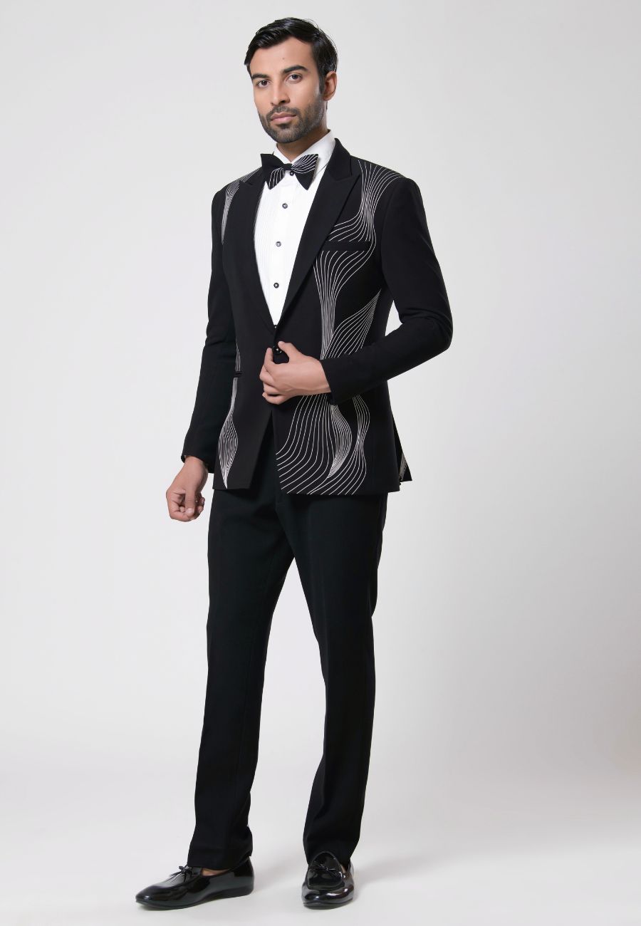 Embroidered Tuxedo Set