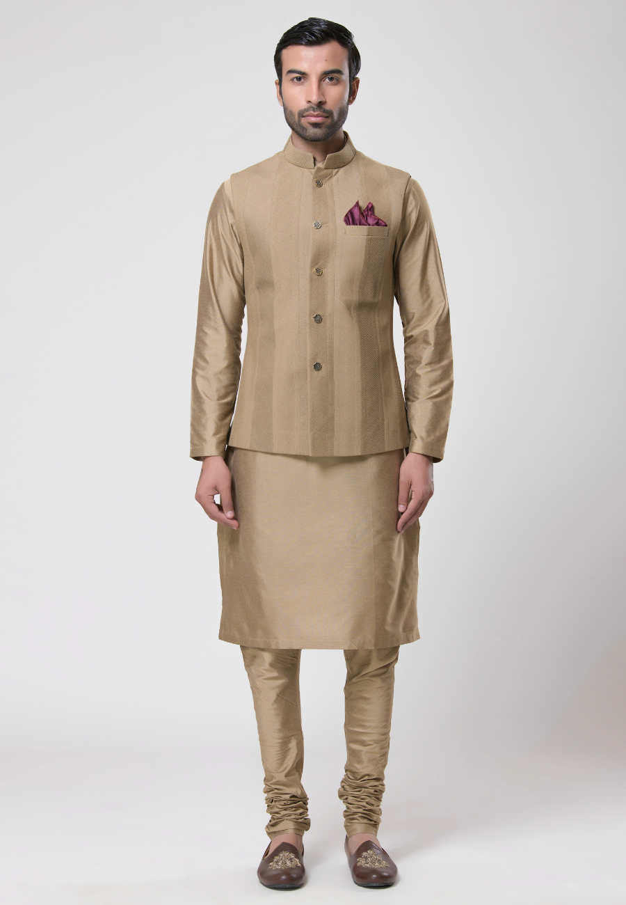 Khaki Bundi set for men 