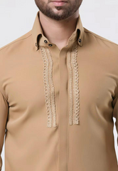 Khaki Italian Crepe Shirt