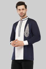 Men’s Smart Casual Blue & White Kurta