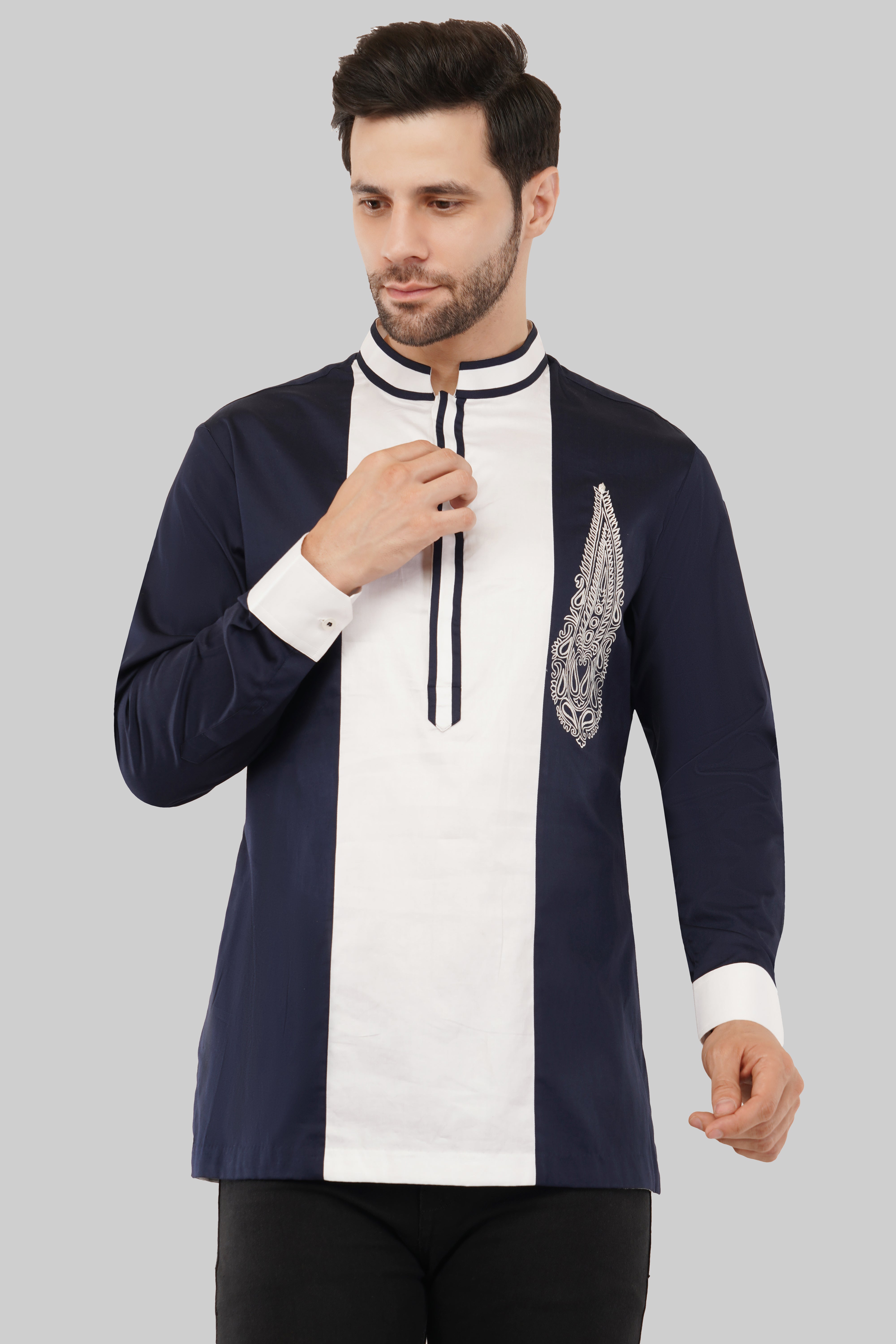 Traditional Meets Modern: Blue & White Kurta