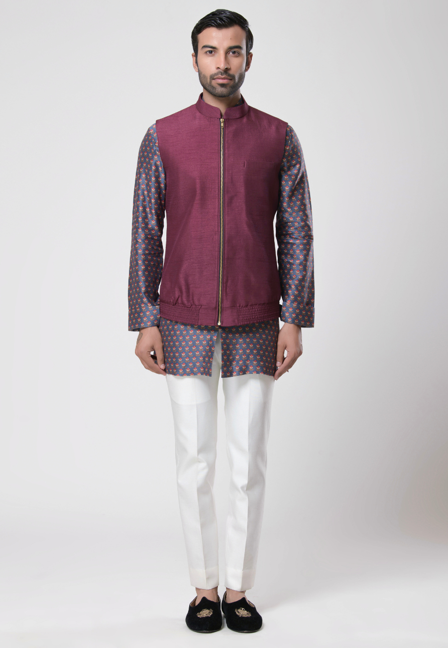 Wine Kurta Set for Men 