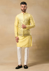 Yellow Bundi Kurta Set