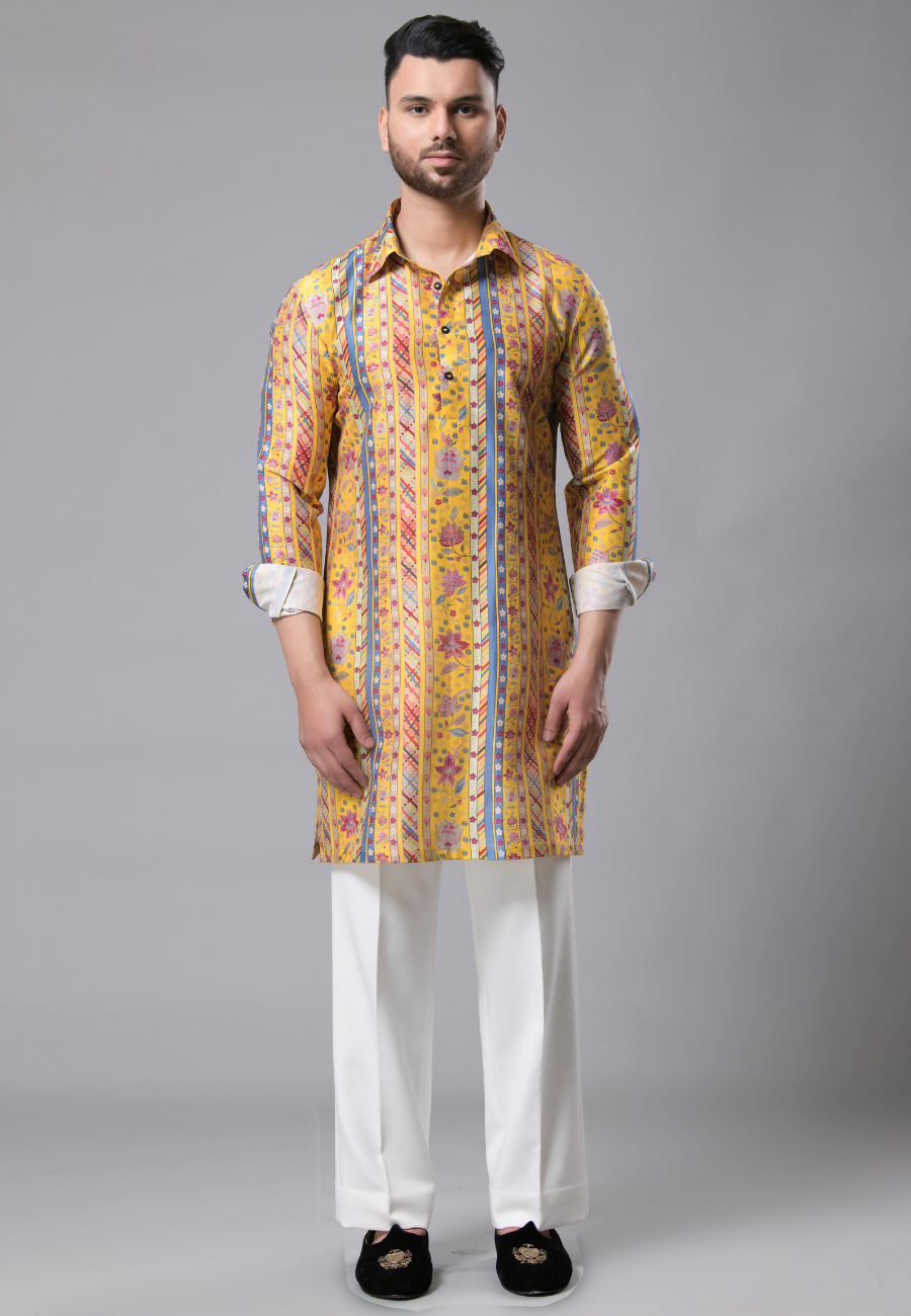 Yellow Kurta Pant set for Men 